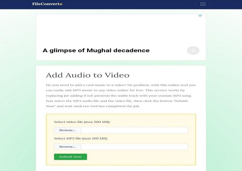 convertidor en línea para añadir música a video FileConverto