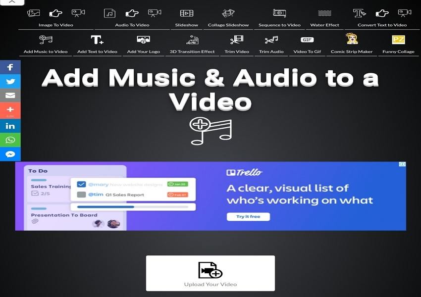 add music to video online converter Voice2v.com