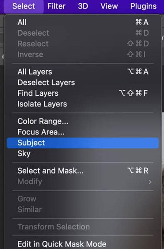  Select the Subject