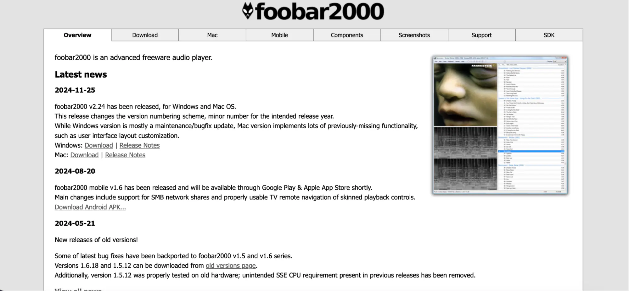 foobar2000 homepage