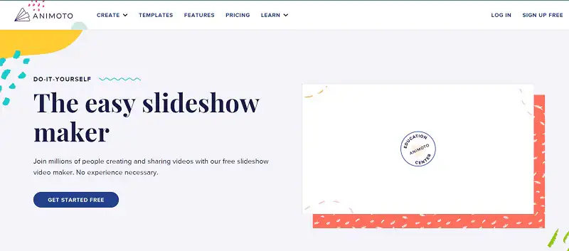 animoto slideshow maker online interface