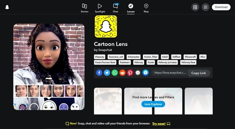 cartoon lens of snapchat