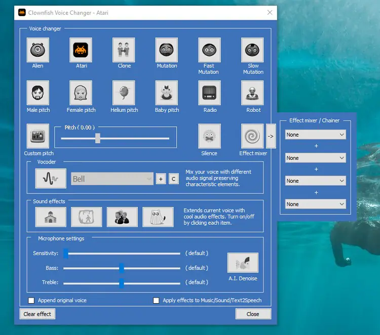 customize voice changer effect