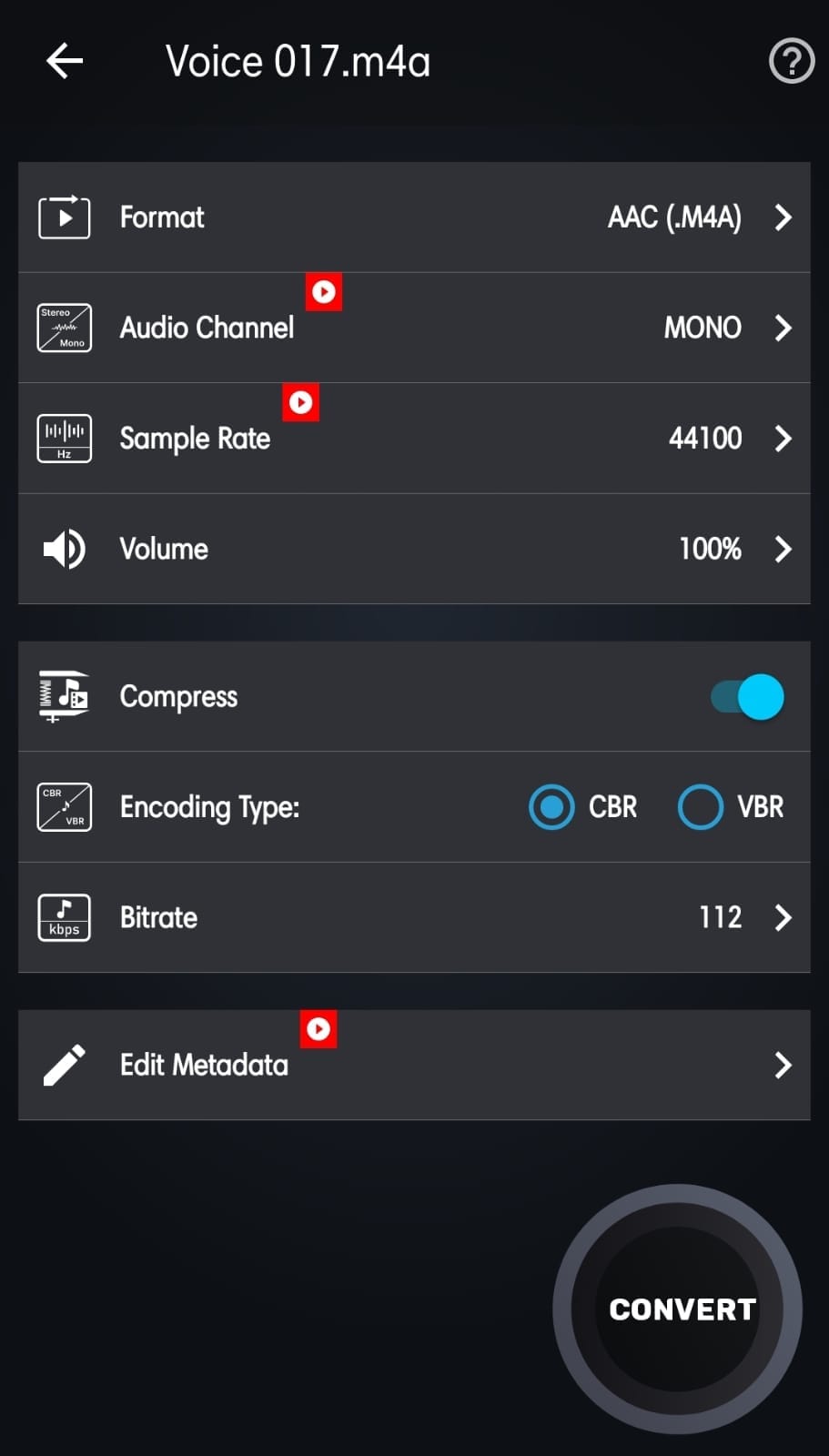 Audio Cutter Converter Merger ermÃķglicht die Anpassung von Bitrate und Kodierung