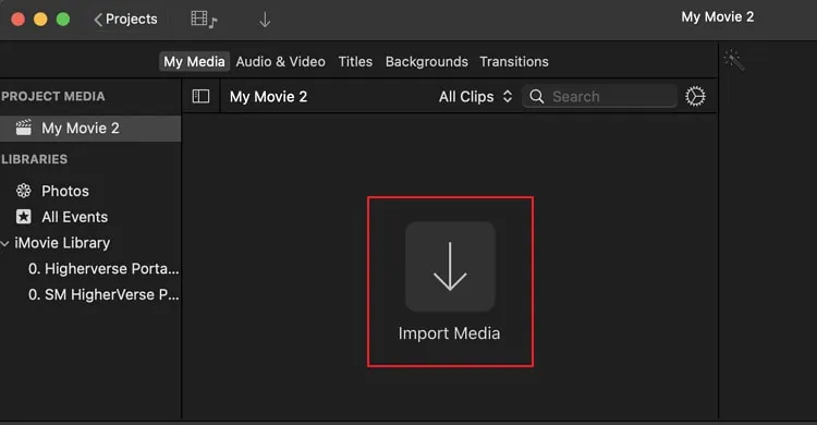 import the video file