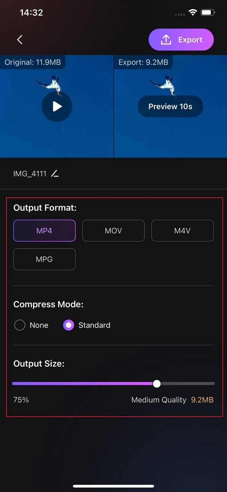 adjust video compressor settings