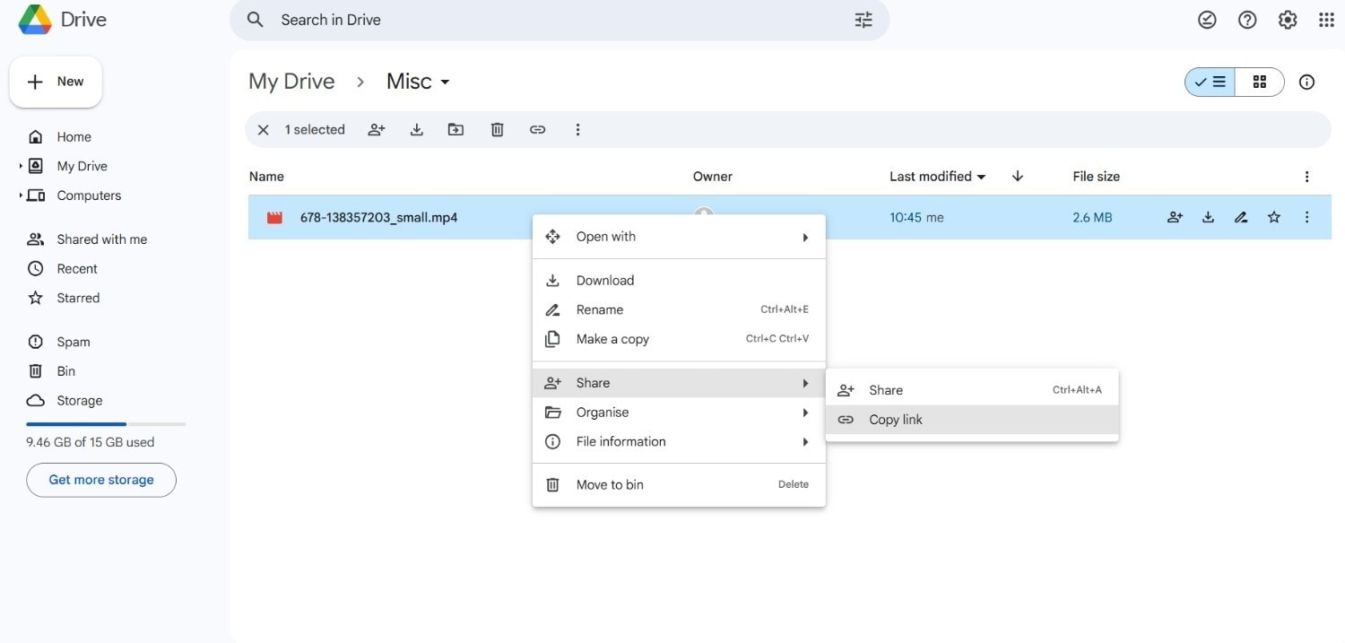 google drive copy link