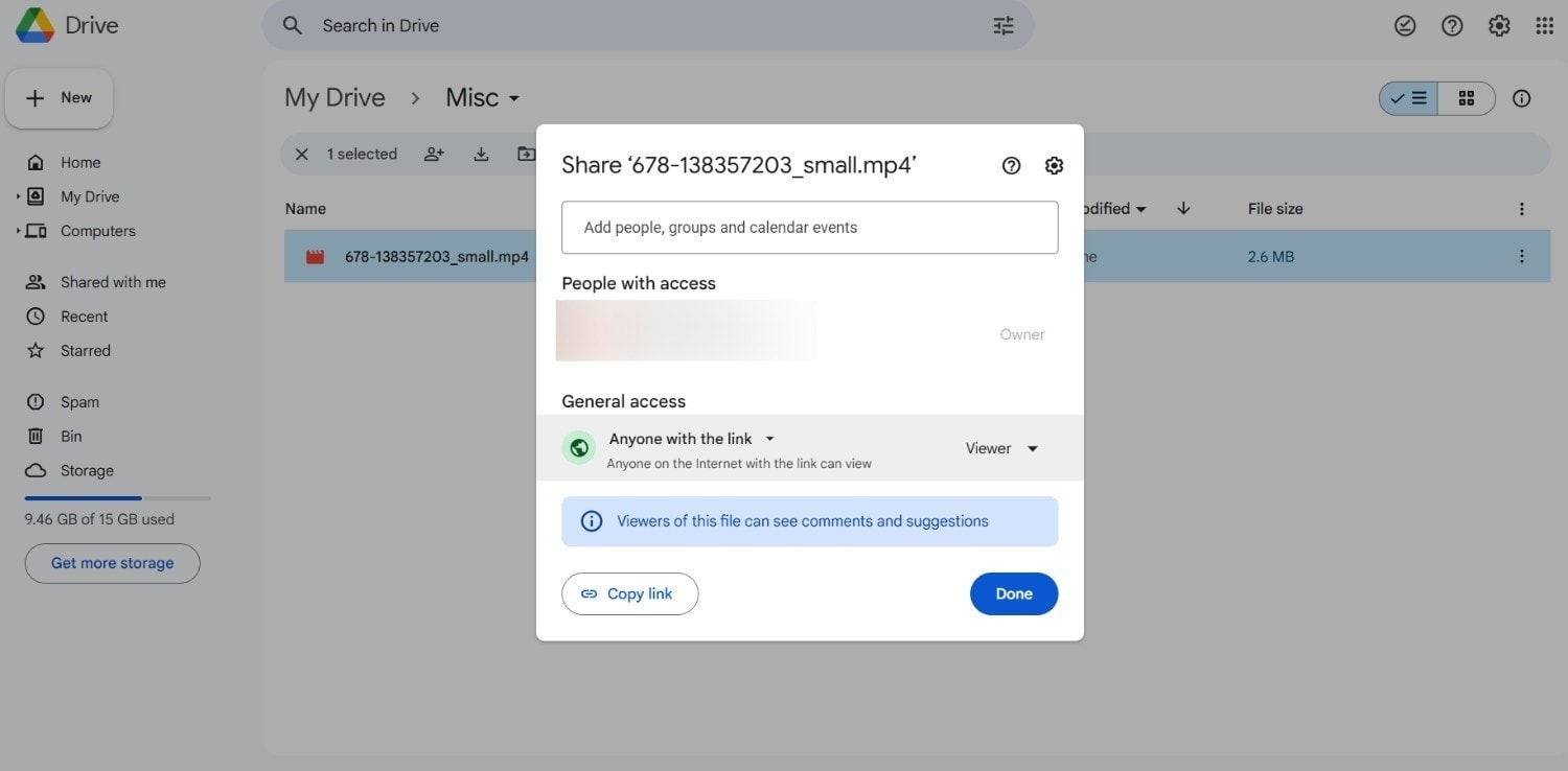 google drive set permission