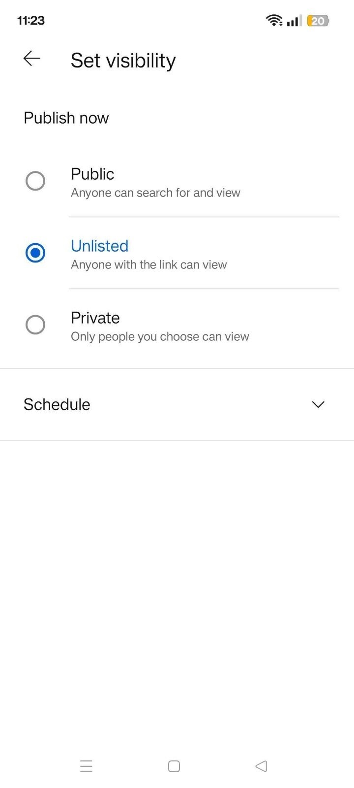 youtube set visibility
