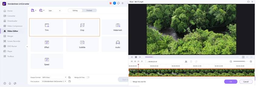 reduce video size by trim crop