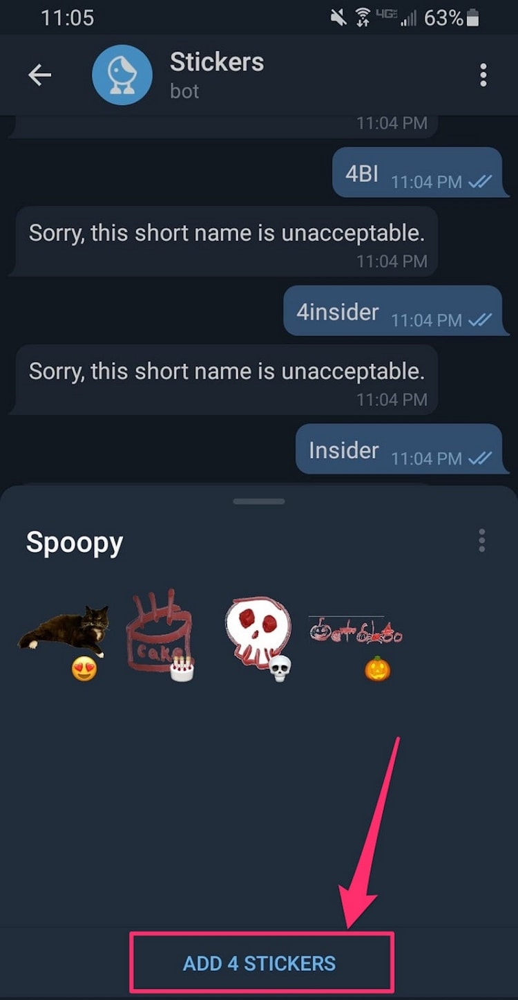 tap on add stickers option