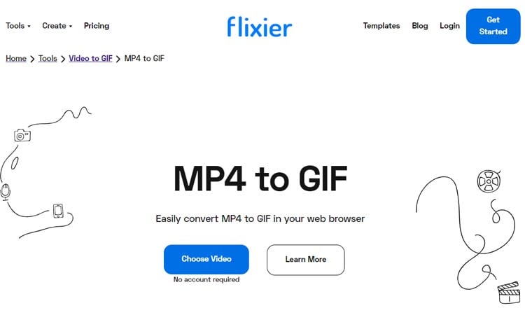 flixier mp4 to gif Oberfläche