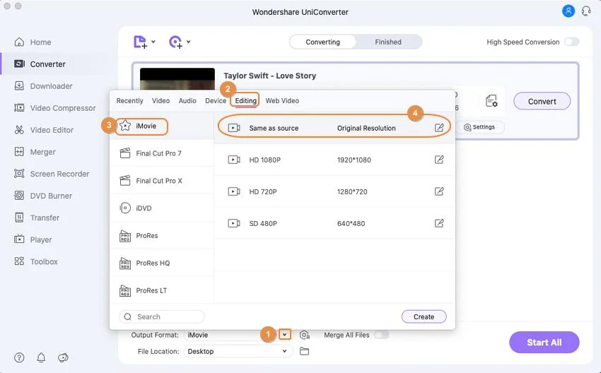 konversi mkv ke imovie - pilih format