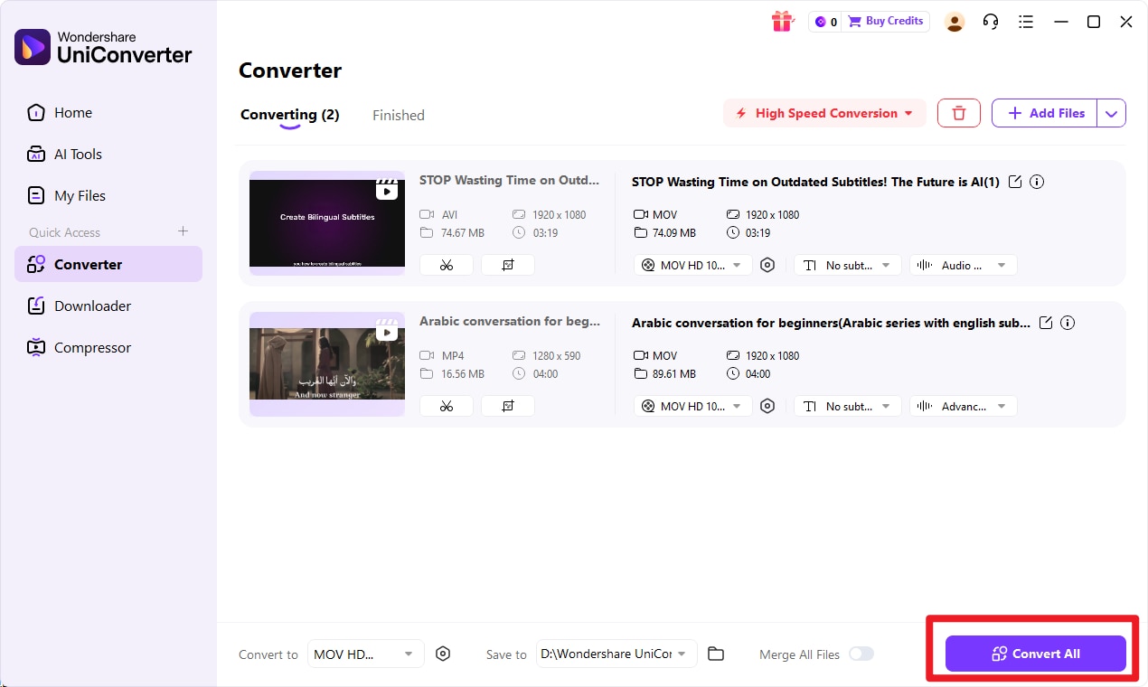 mpeg-2 vs h.264 Part 5. Step-by-Step Guide to Convert MPEG-2 to H.264 Using UniConverter step 4 illustration