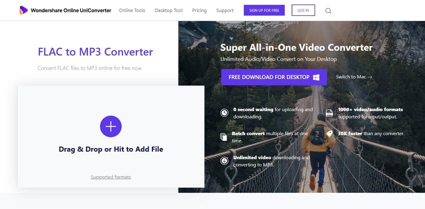 Convertitore video online FLAC -Online UniConverter