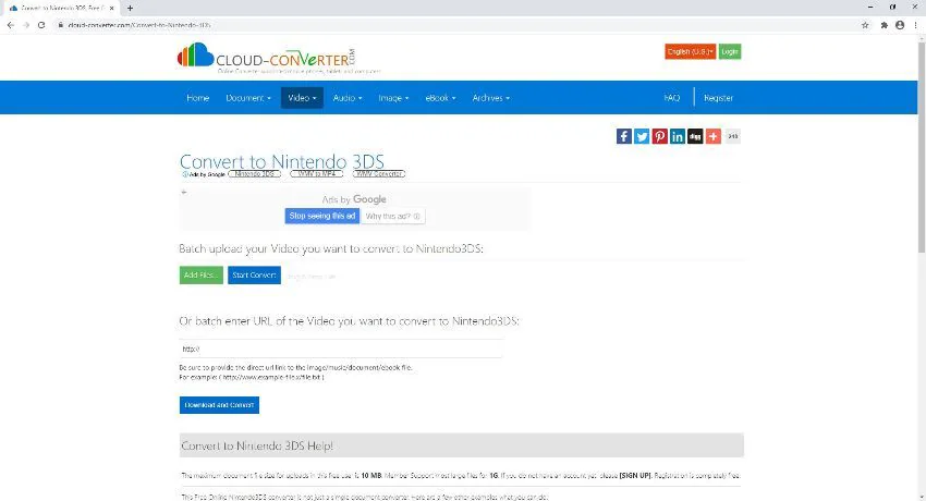 Nintendo 3DS converter - Cloud Converter