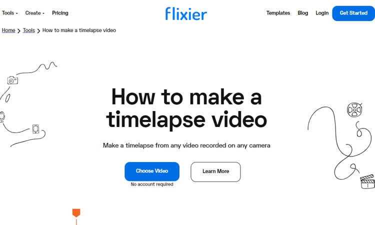 flixier time lapse creator interface