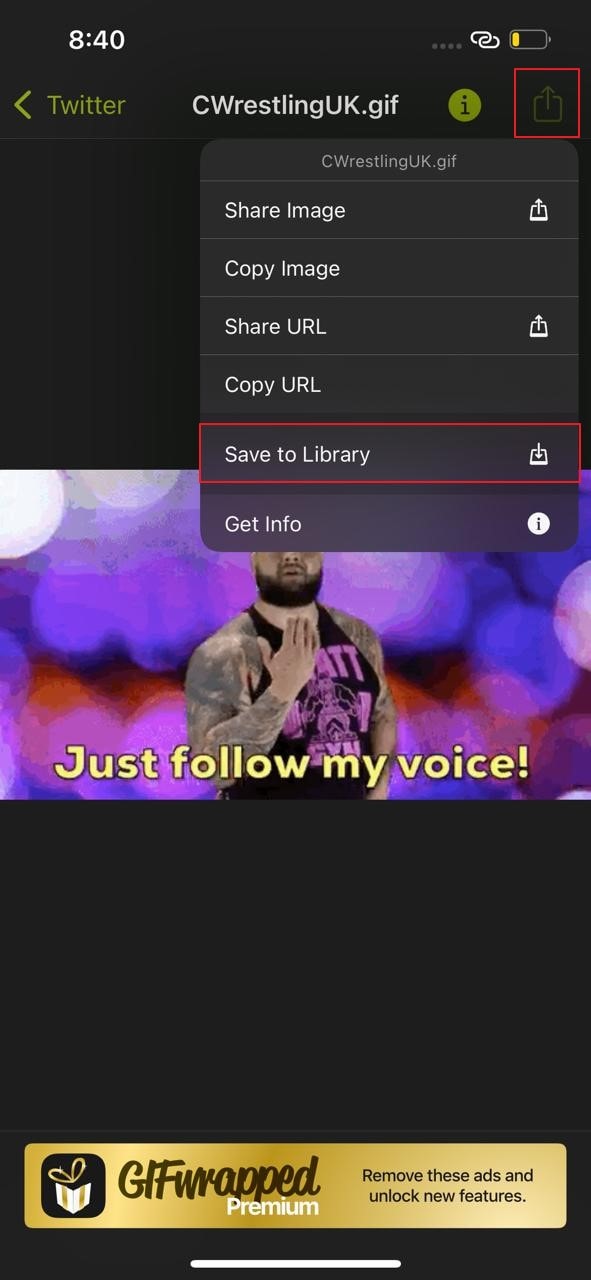 tap on save to library