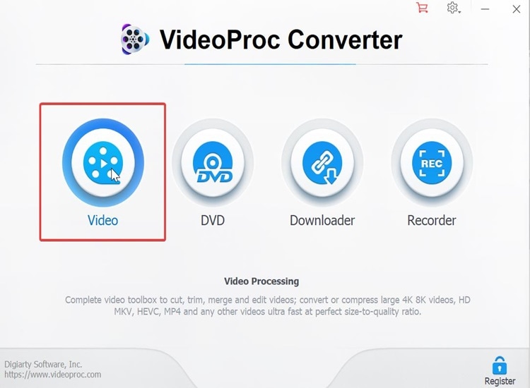 videoproc step 1