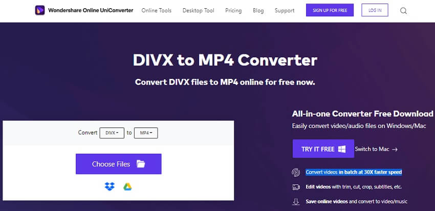 DivX converter online - Media.io