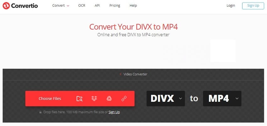 Convertidor DivX en línea - Convertio