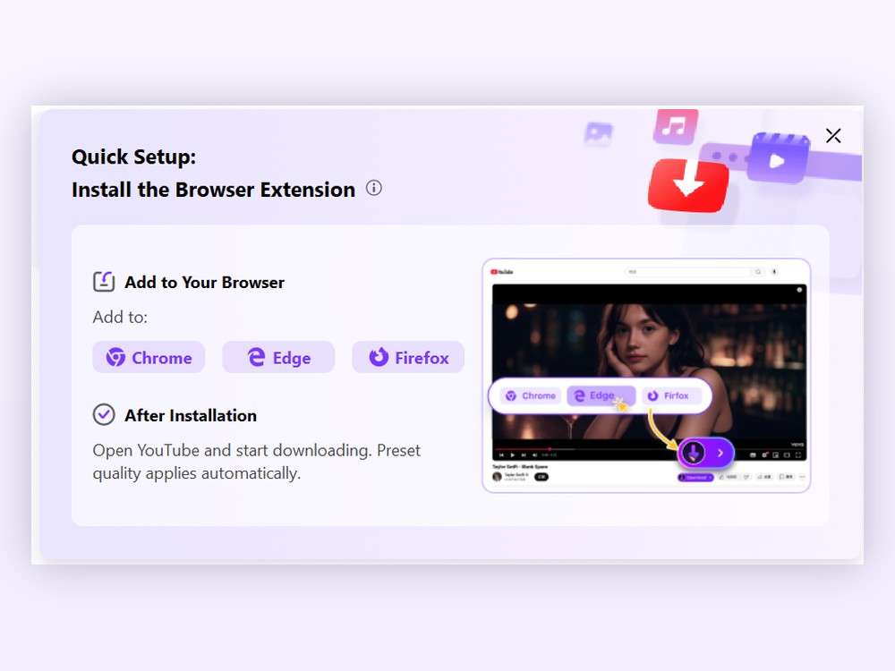 UniConverter browser extension setup for Chrome Edge and Firefox