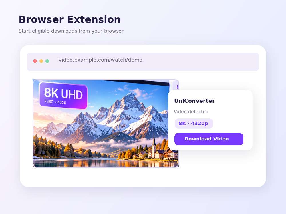 Smart Mode and optional browser-extension workflow for video downloading