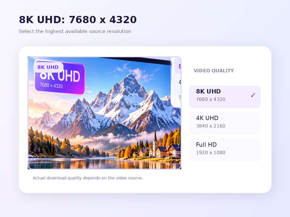 UniConverter Downloader 8K UHD quality setting and 4320p selection