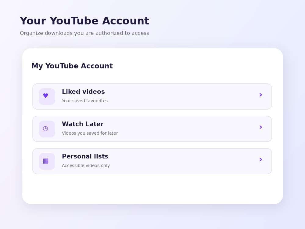 YouTube account Watch Later and Liked video download menu in UniConverter