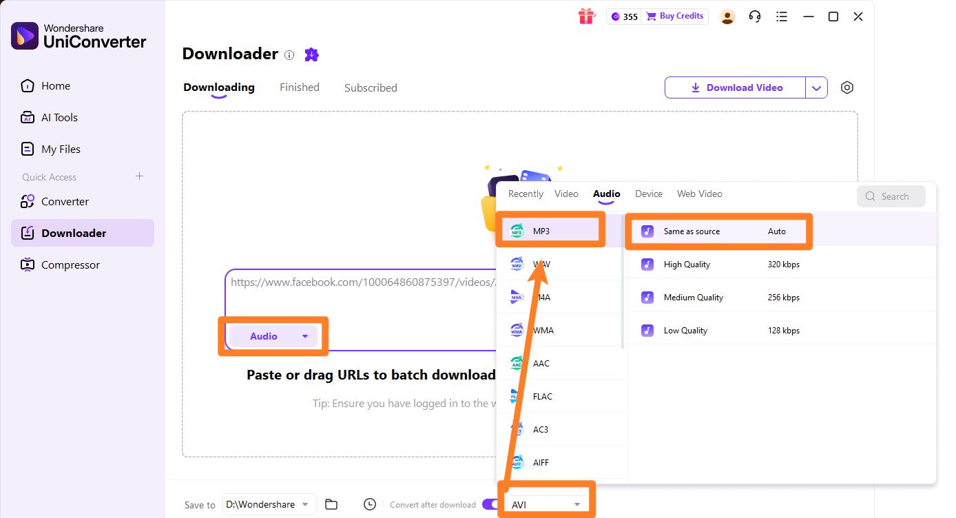 change format to mp3 format