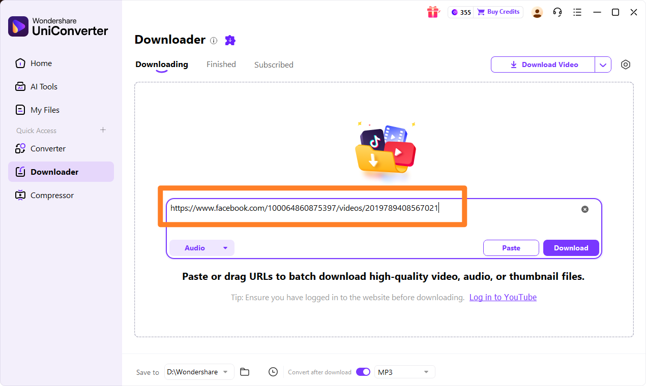 import video file to uniconverter