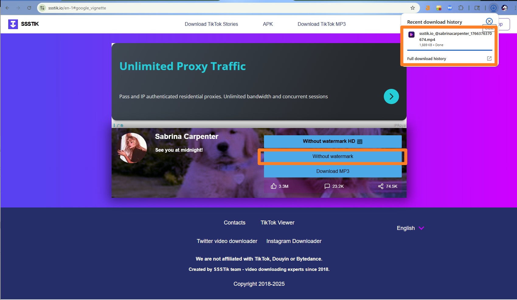 choose download format