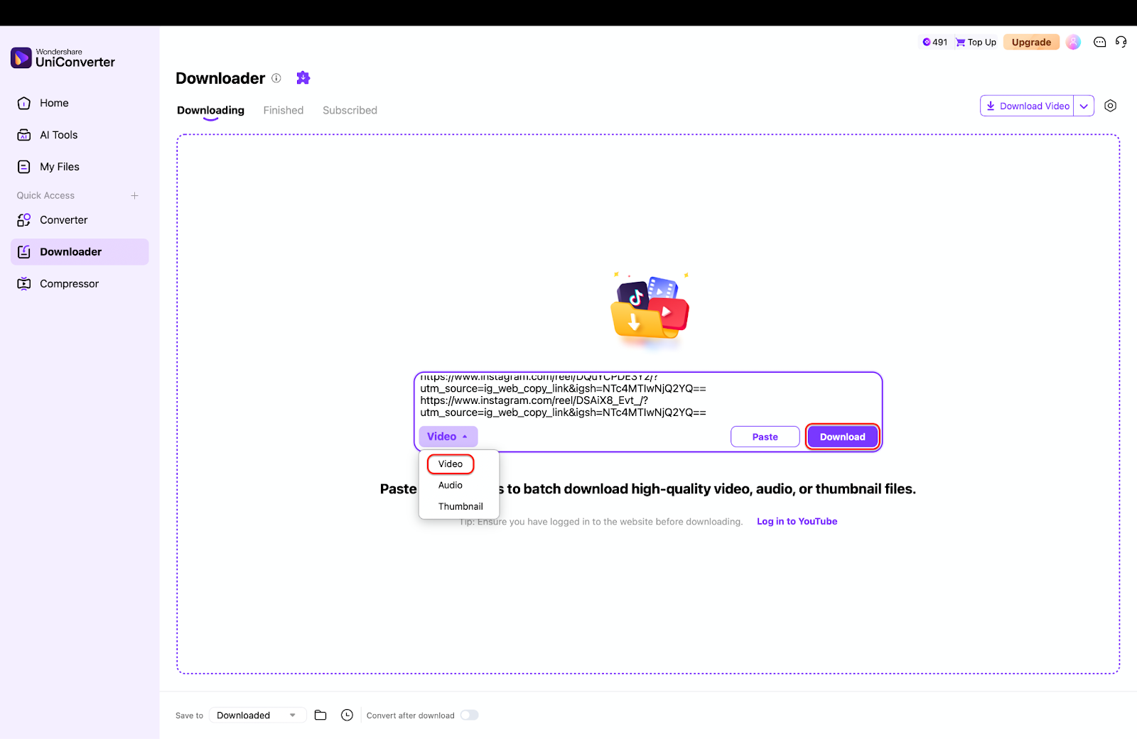 copy link and batch download to save ig feeds