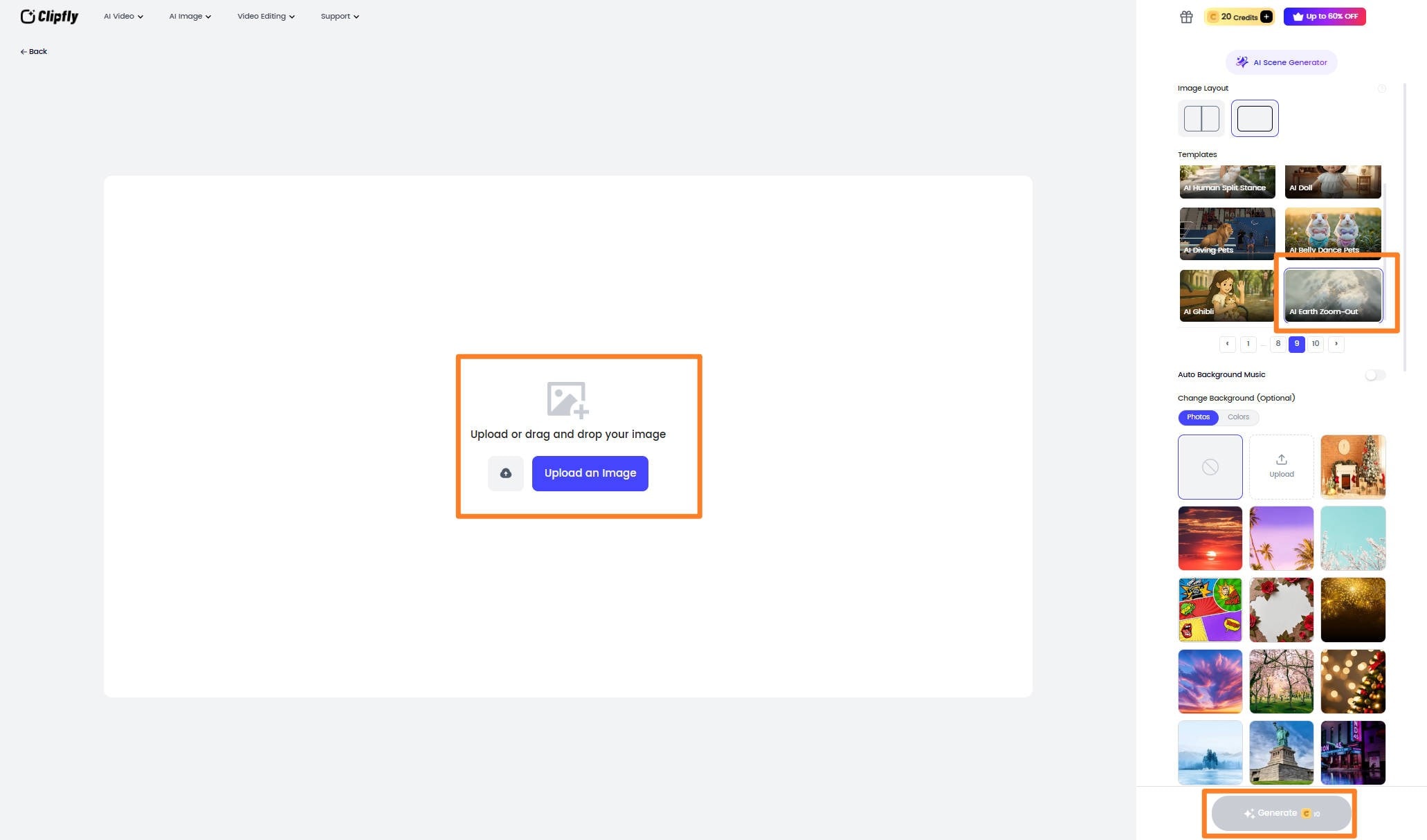 generate video in clipfly