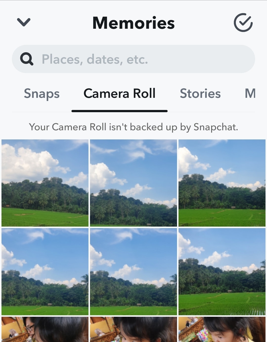 loading pictures from camera roll to snapchat