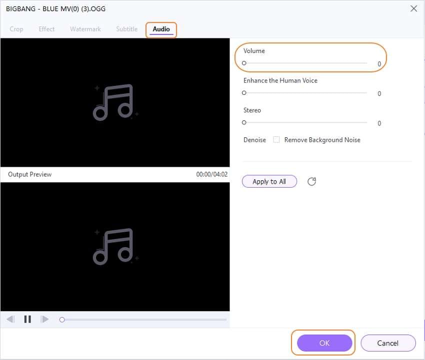 Customize the Audio Settings of the File