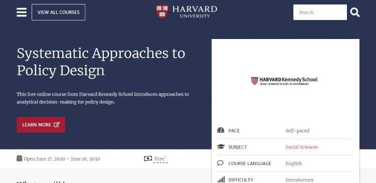 harvard university online course