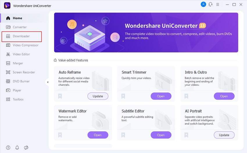 Launch UniConverter Downloader