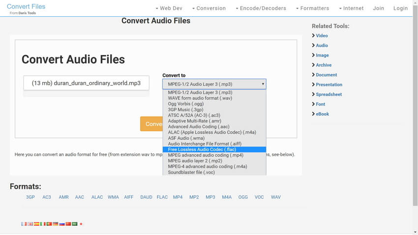 convertisseur audio en ligne - Convert Files