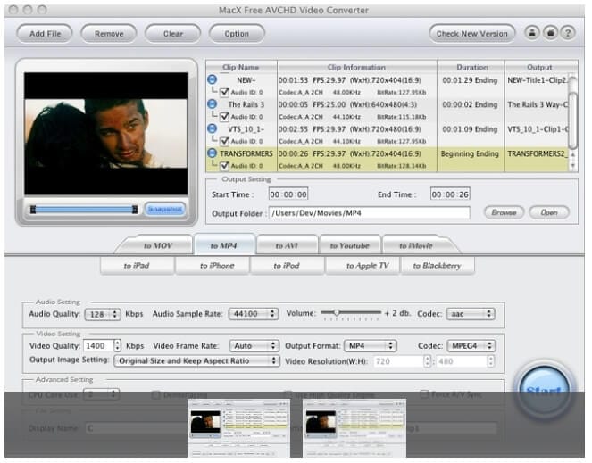 Kostenloser AVCHD Converter für Mac - MacX Free AVCHD Video Converter