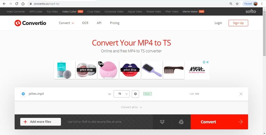 online MP4 to TS converter - convertio