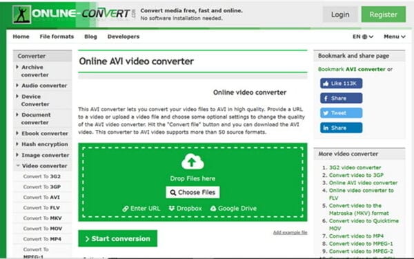convert 3GP to AVI by Online-Convert