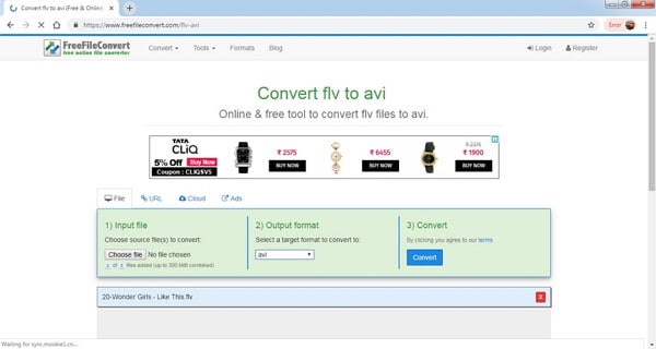 convert flv to avi by FreeFileConvert