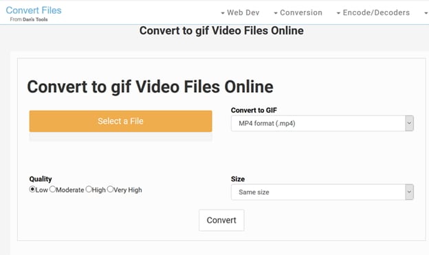 converti GIF in AVI con Files-conversion