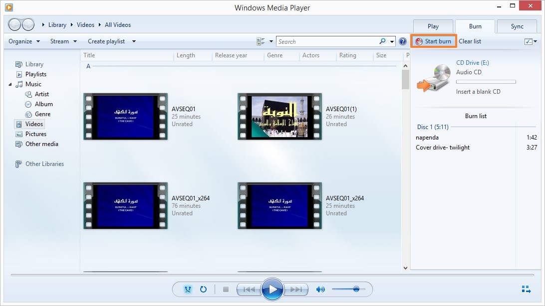 WAV auf CD brennen mit Windows Media Player -  Schritt 3