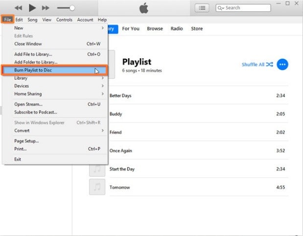 WAV auf CD brennen mit iTunes -  Schritt 2