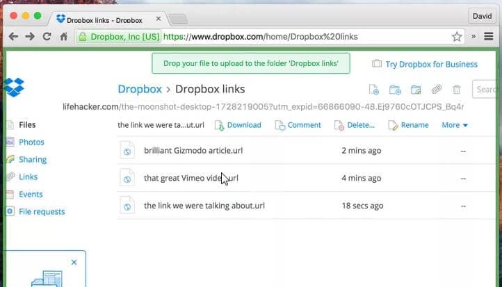 service de partage de longues vidéos - Dropbox