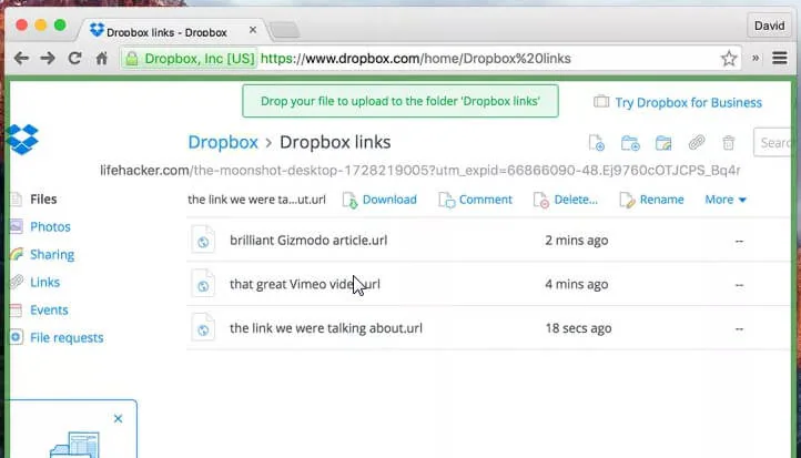 molntjänst för att dela Långa videor-Dropbox