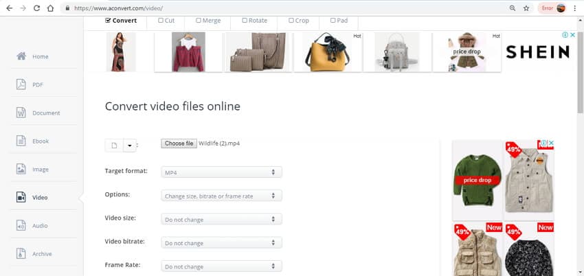 compress video online free - AConvert