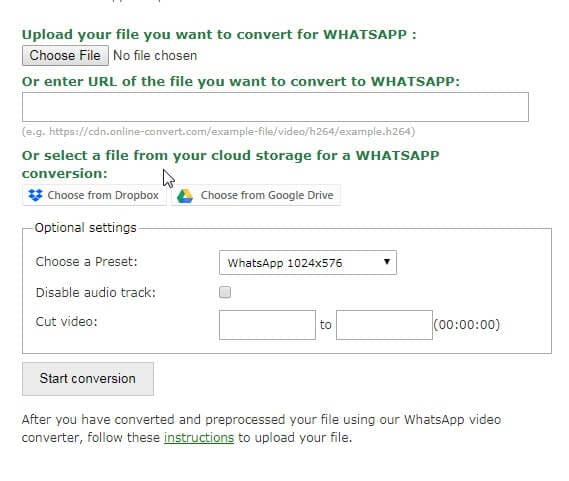 compress videos for WhatsApp free online - Online-Convert.com
